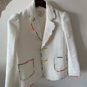 NWOT Kate Spade White Floral Blossom Trim Blazer